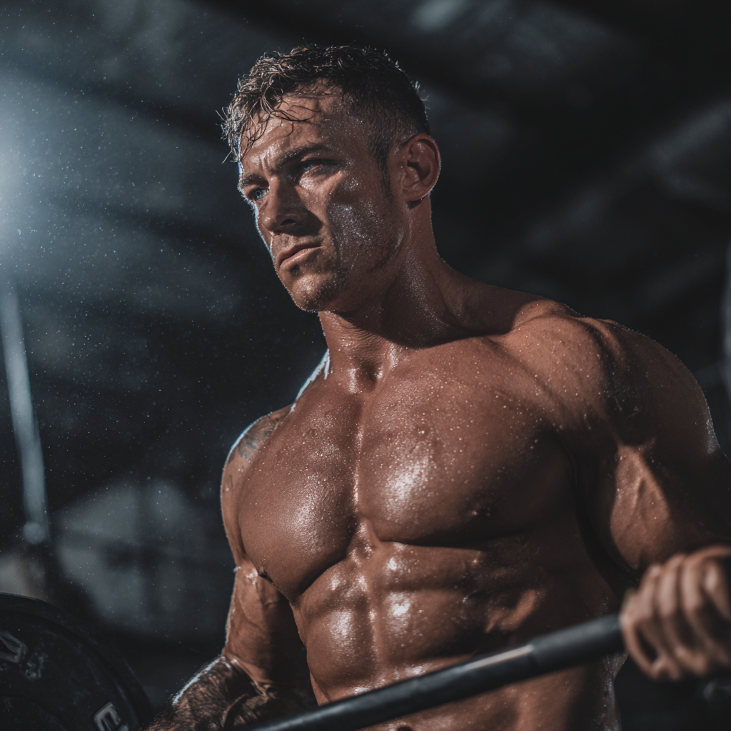 Чоловік виконує силові вправи